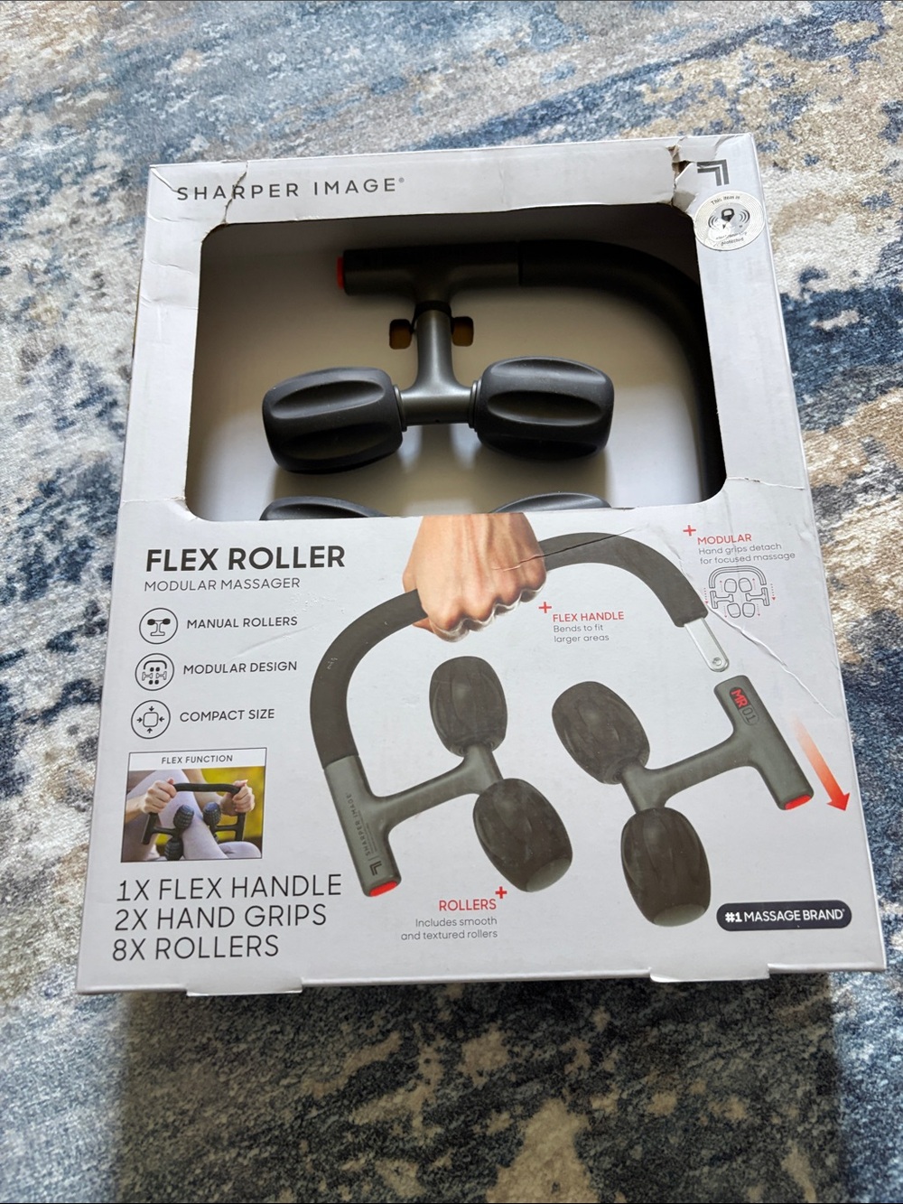Sharper Image Gray Flex Roller Modular Massager with Black Accents